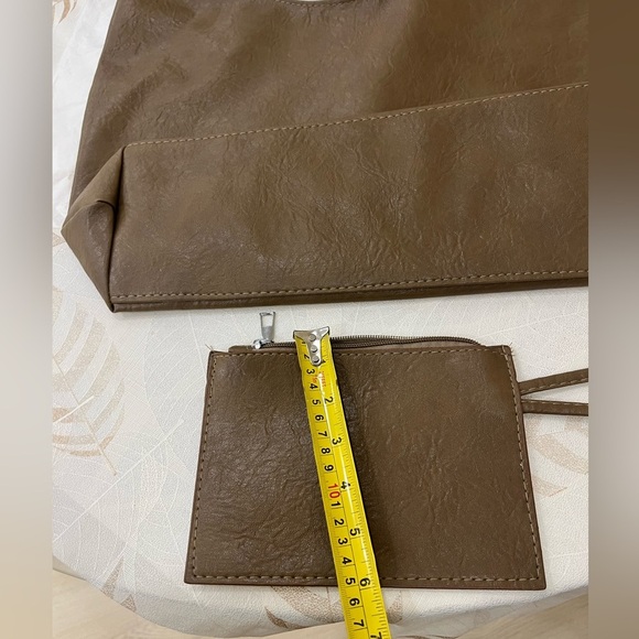 Elegant Brown PU/ fabric Tote Bag - Picture 7 of 11
